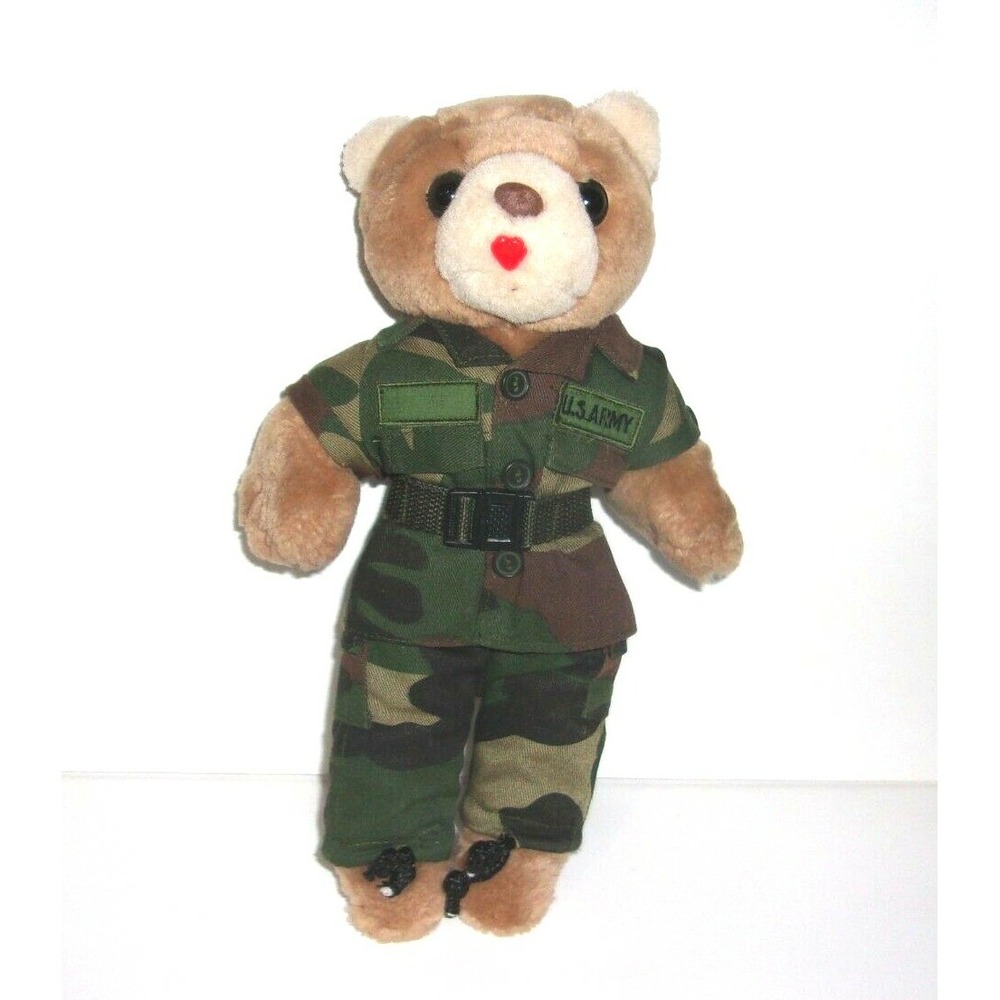 Bear Force of America Vintage 1989 US Army Camouflage Teddy Bear Plush 10"